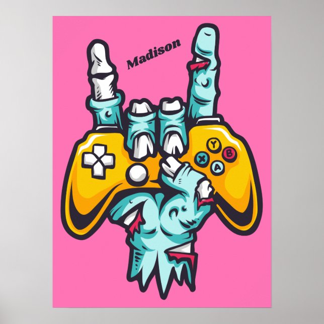 Individuelle Name Gamer Zombie Poster (Vorne)