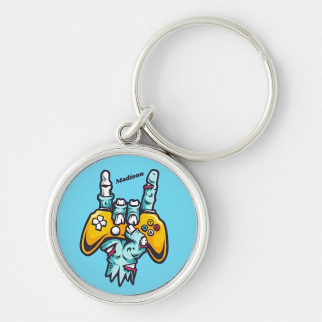 Individuelle Name Gamer Zombie Schlüsselanhänger (Vorne)