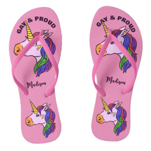 Individuelle Name Gay Unicorn Flip Flops