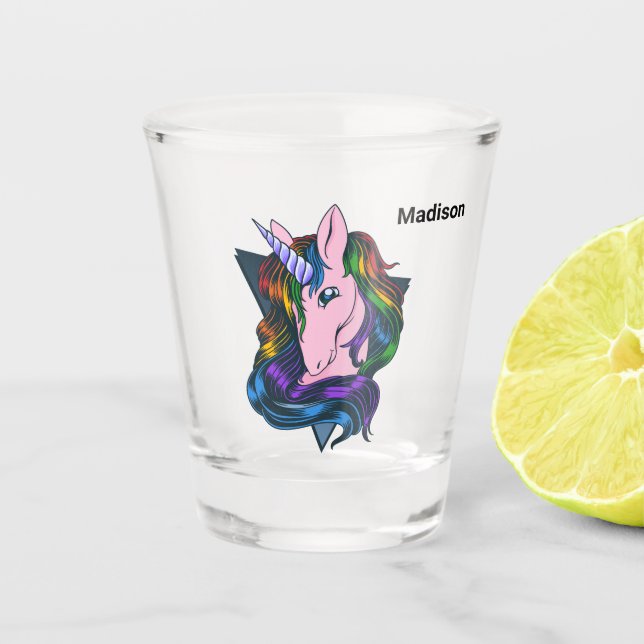 Individuelle Name Gay Unicorn Schnapsglas (Vorderseite)