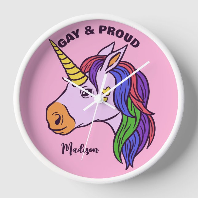 Individuelle Name Gay Unicorn Uhr (Vorderseite)