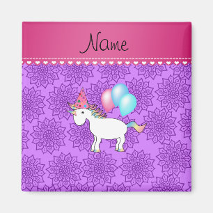 Individuelle Name Geburtstag Einhorn Pastellblumen Magnet