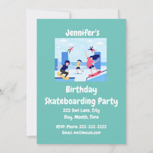 Individuelle Name Geburtstag Skateboarding Party Einladung