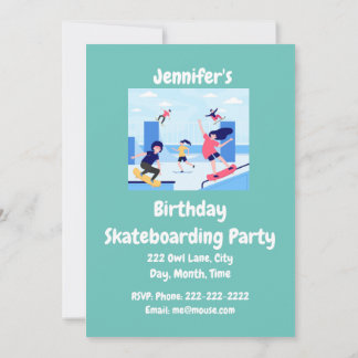 Individuelle Name Geburtstag Skateboarding Party Einladung