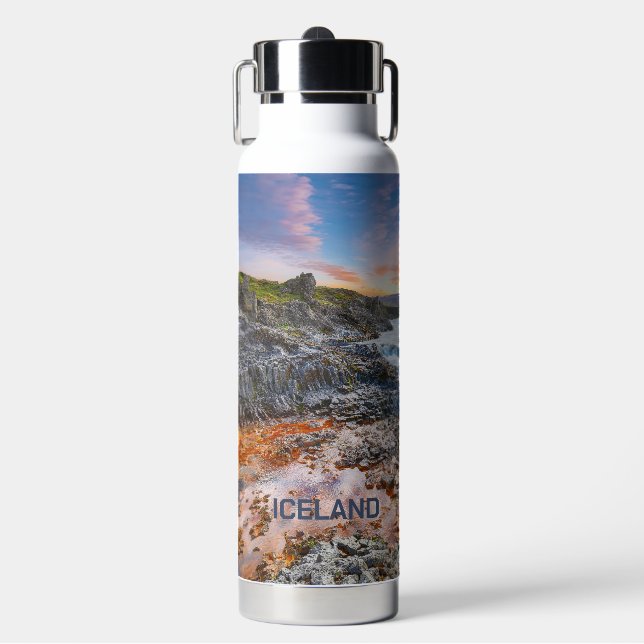 Individuelle Name Geitafoss Wasserfälle, Island Trinkflasche (Vorderseite)