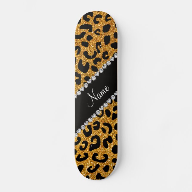 Individuelle Name Gelb-Glitzer-Käsekleidung Skateboard (Vorderseite)