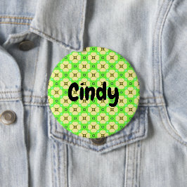 Individuelle Name Gelbe Blumen auf Grün Button