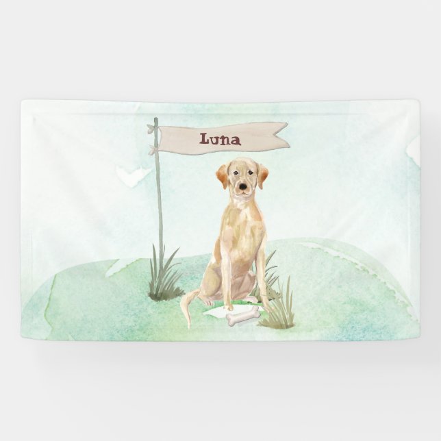 Individuelle Name Gelbe Labrador Haustier Banner (Horizontal)