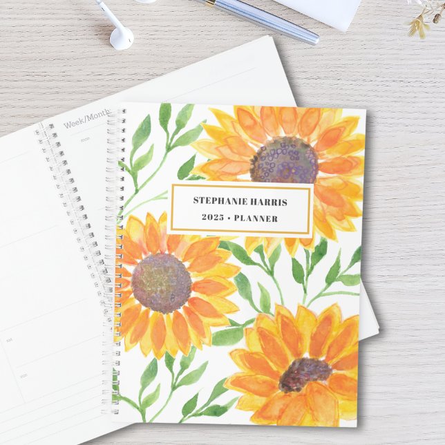 Individuelle Name Gelbe Sonnenblume Planer (Von Creator hochgeladen)