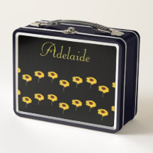 Individuelle Name Gelbe Sonnenblumen auf schwarz