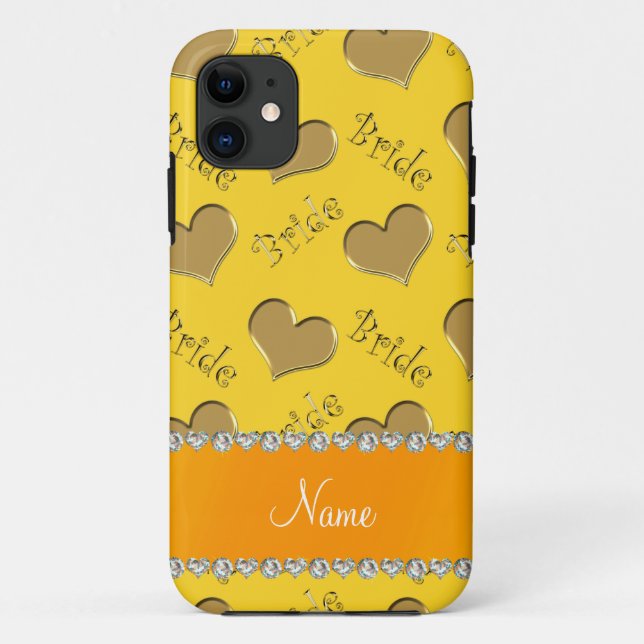Individuelle Name Gelbgoldherzen Case-Mate iPhone Hülle (Rückseite)