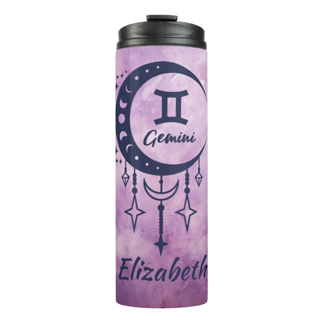 Individuelle Name Gemini Zodiac-Zeichen Thermosbecher (Vorderseite)