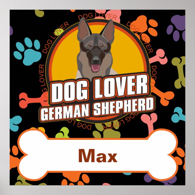 Individuelle Name German Shepherd Dog Bone Puppy P Poster (Vorne)
