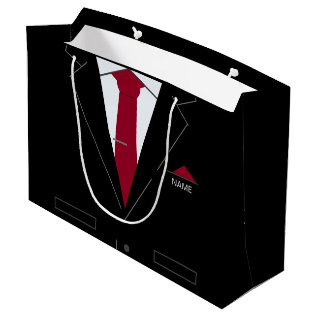 Individuelle Name Geschenktasche Business Schwarze Große Geschenktüte (Rückseite Schrägansicht)