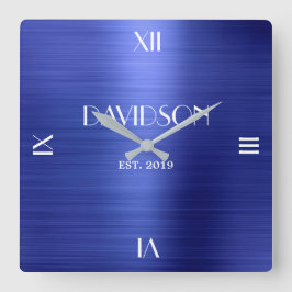 Individuelle Name Gestricktes Metall Personalisier Quadratische Wanduhr