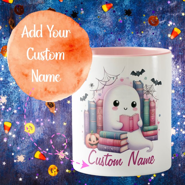 Individuelle Name Ghost Reader Halloween Zweifarbige Tasse (Von Creator hochgeladen)