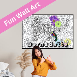 Individuelle Name Giant Cat Mandala Blumenkolorier Poster