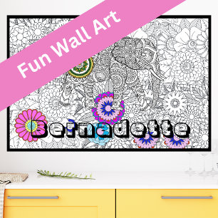 Individuelle Name Giant Elephant Floral Coloring P Poster