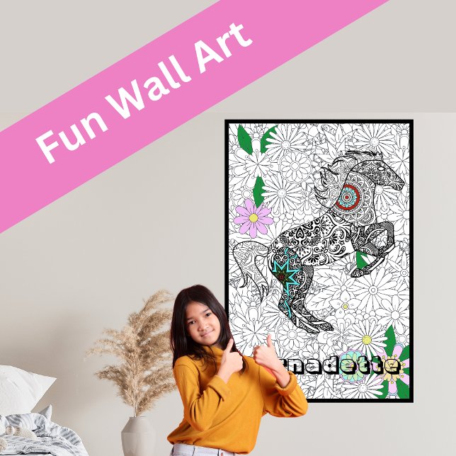 Individuelle Name Giant Horse Blumenkolorierposter Poster (Von Creator hochgeladen)