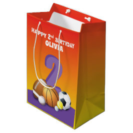 Individuelle Name Girl 2. Geburtstagssportbälle Mittlere Geschenktüte