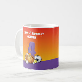 Individuelle Name Girl 4. Geburtstagssportbälle Kaffeetasse