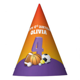 Individuelle Name Girl 4. Geburtstagssportbälle Partyhütchen