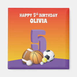 Individuelle Name Girl 5. Geburtstagssportbälle Magnet