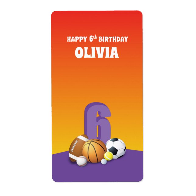 Individuelle Name Girl 6. Geburtstagssportbälle (Vorne)