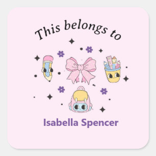 Individuelle Name Girl Niedlich das gehört zu rosa Quadratischer Aufkleber