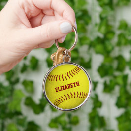 individuelle Name Girls gelber Softball Schlüssela Schlüsselanhänger