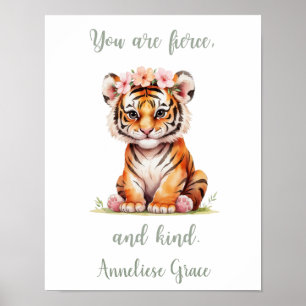 Individuelle Name Girl's Kinderzimmer Safari Tiger Poster