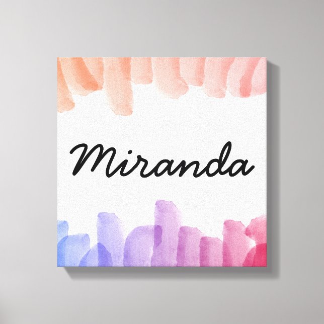 Individuelle Name Girly Pastel Aquarellmalerei Leinwanddruck (Vorderseite)