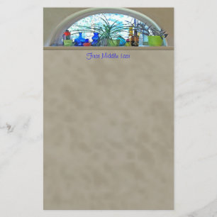 Individuelle Name Glasflaschen Pflanze Fenster Far Briefpapier