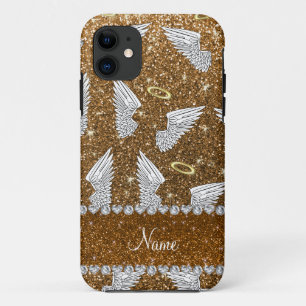 Individuelle Name Glitzer Engel Flügel iPhone 11 Hülle
