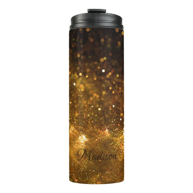 Individuelle Name Glitzer Tumbler Thermosbecher (Vorderseite)
