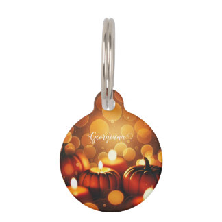 Individuelle Name Glows Pumpkins Autumnal Bokeh-Ef Haustiermarke