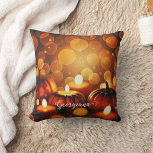 Individuelle Name Glows Pumpkins Autumnal Bokeh-Ef Kissen