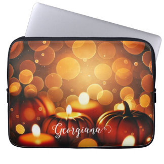 Individuelle Name Glows Pumpkins Autumnal Bokeh-Ef Laptopschutzhülle