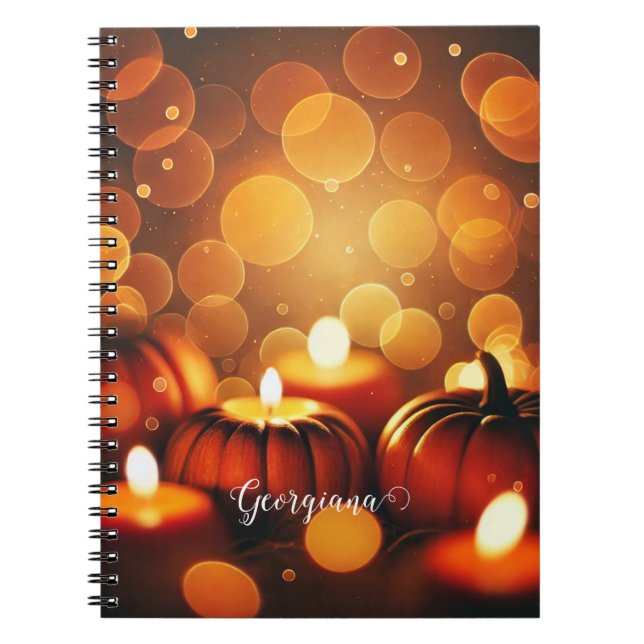 Individuelle Name Glows Pumpkins Autumnal Bokeh-Ef Notizblock (Vorderseite)
