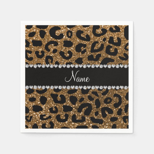 Individuelle Name Gold Glitzer Cheetah Prince Serviette (Vorderseite)