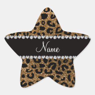 Individuelle Name Gold Glitzer Cheetah Prince Stern-Aufkleber