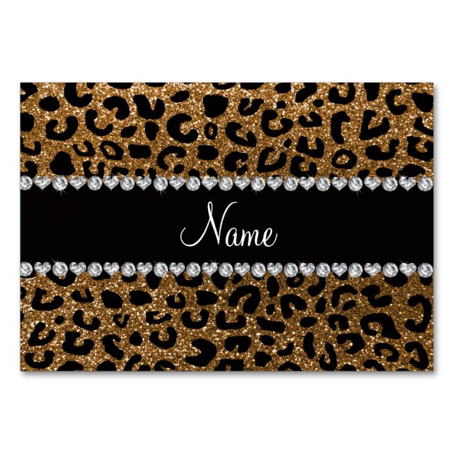 Individuelle Name Gold Glitzer Cheetah Prince Tischnummer (Vorderseite)
