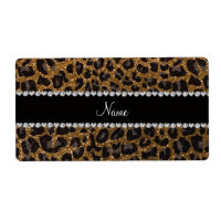 Individuelle Name Gold Glitzer Leopard