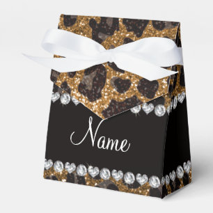 Individuelle Name Gold Glitzer Leopard Geschenkschachtel