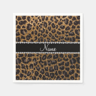 Individuelle Name Gold Glitzer Leoparden Serviette