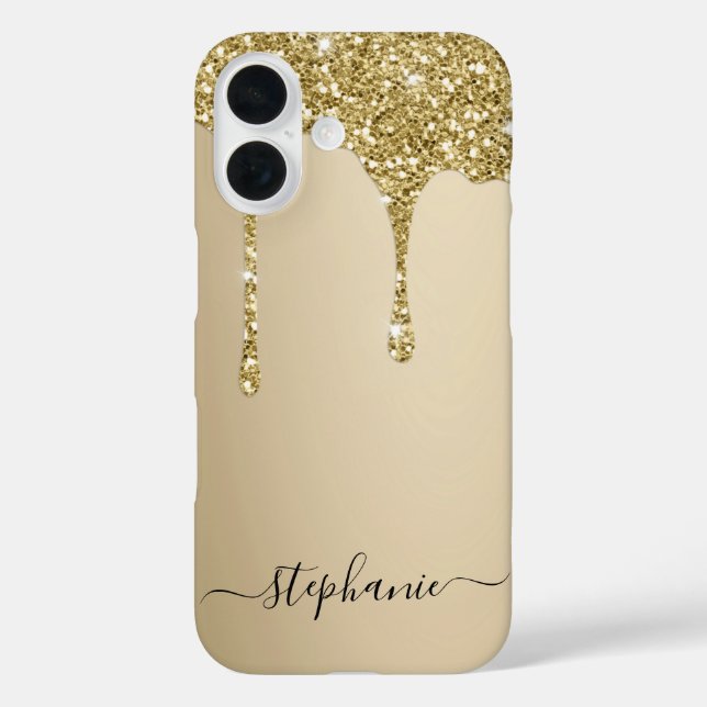 Individuelle Name Gold Glitzer Tropfen Case-Mate iPhone Hülle (Rückseite)