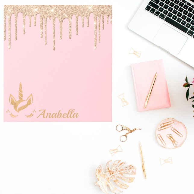 Individuelle Name Gold Glitzer Tropfens Stars Einh Notizblock (Von Creator hochgeladen)