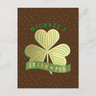Individuelle Name Gold Kleeblatt St Patrick's Day Postkarte