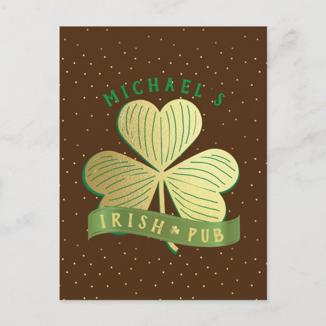 Individuelle Name Gold Kleeblatt St Patrick's Day Postkarte (Vorderseite)
