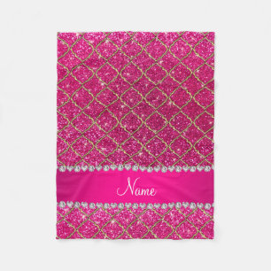 Individuelle Name Gold Nebel Hot Rosa Glitzer Maro Fleecedecke
